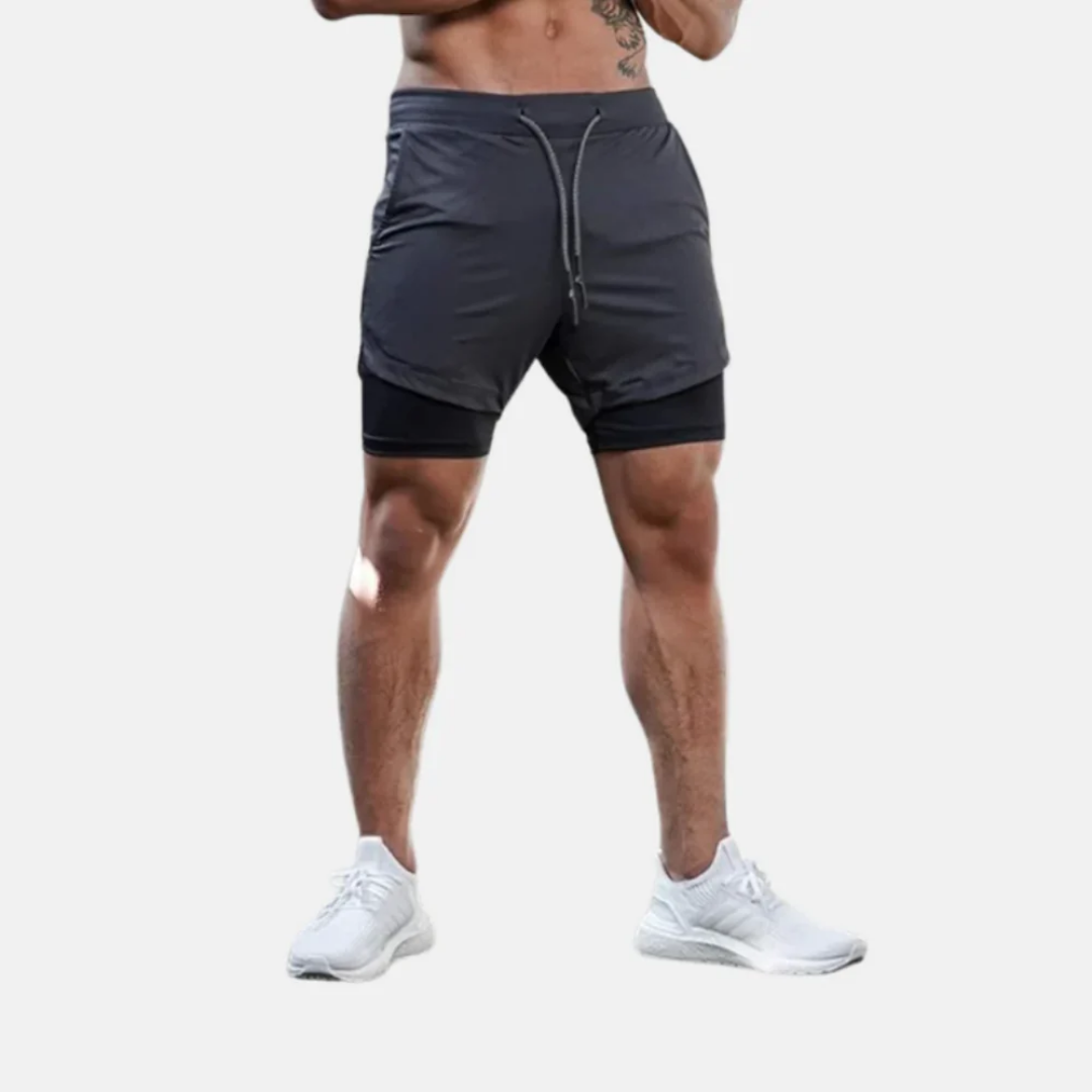 Veyra - 2-i-1 treningsshorts med sprettfri mobil­lomme.